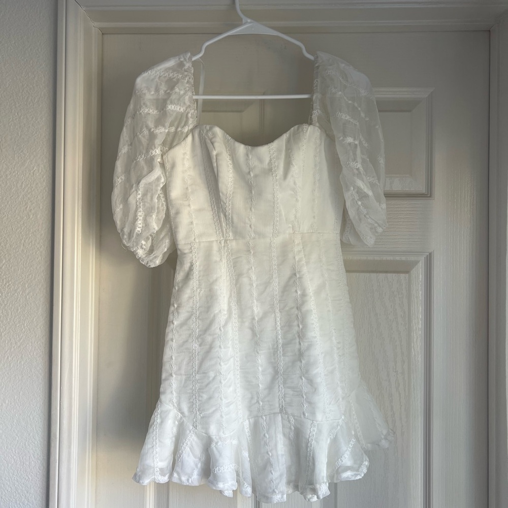 Selfie Leslie White Puff Sleeve Dress